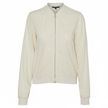 Chic High-Neck Bomber Jacket with Elastic Cuffs - Viscose Linen Blend - Gomix Brands Outlet