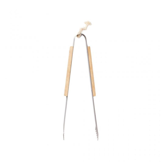 Vinga Paso Stainless Steel Grill Tongs with Ash Wood Handle for Kitchen & BBQ