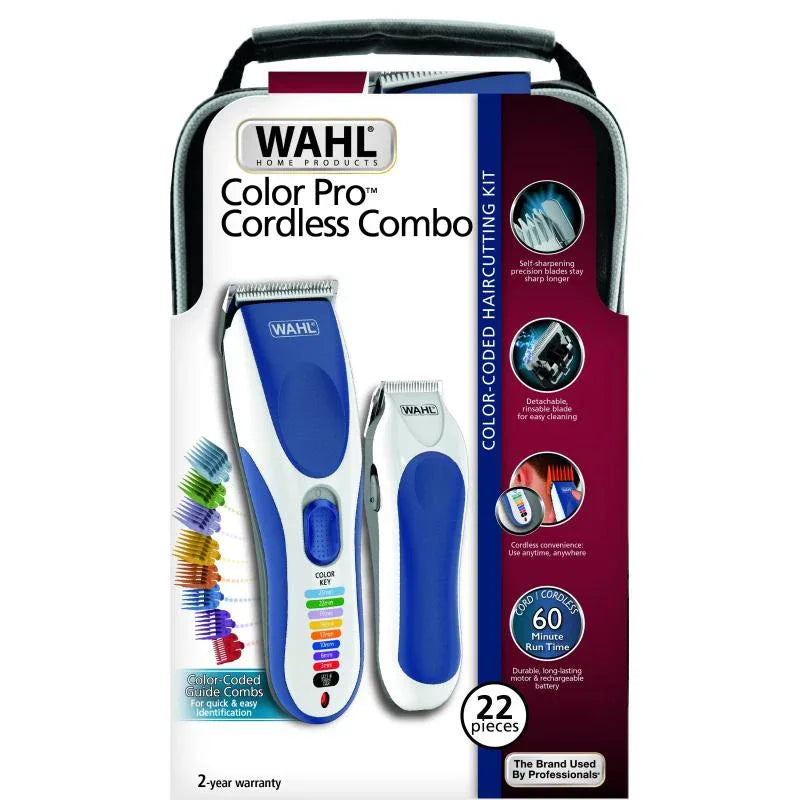 Wahl 09649-916 Cordless Hair Clipper Trimmer Kit, 8 Guide Combs, NiMH Power - Gomix Brands Outlet