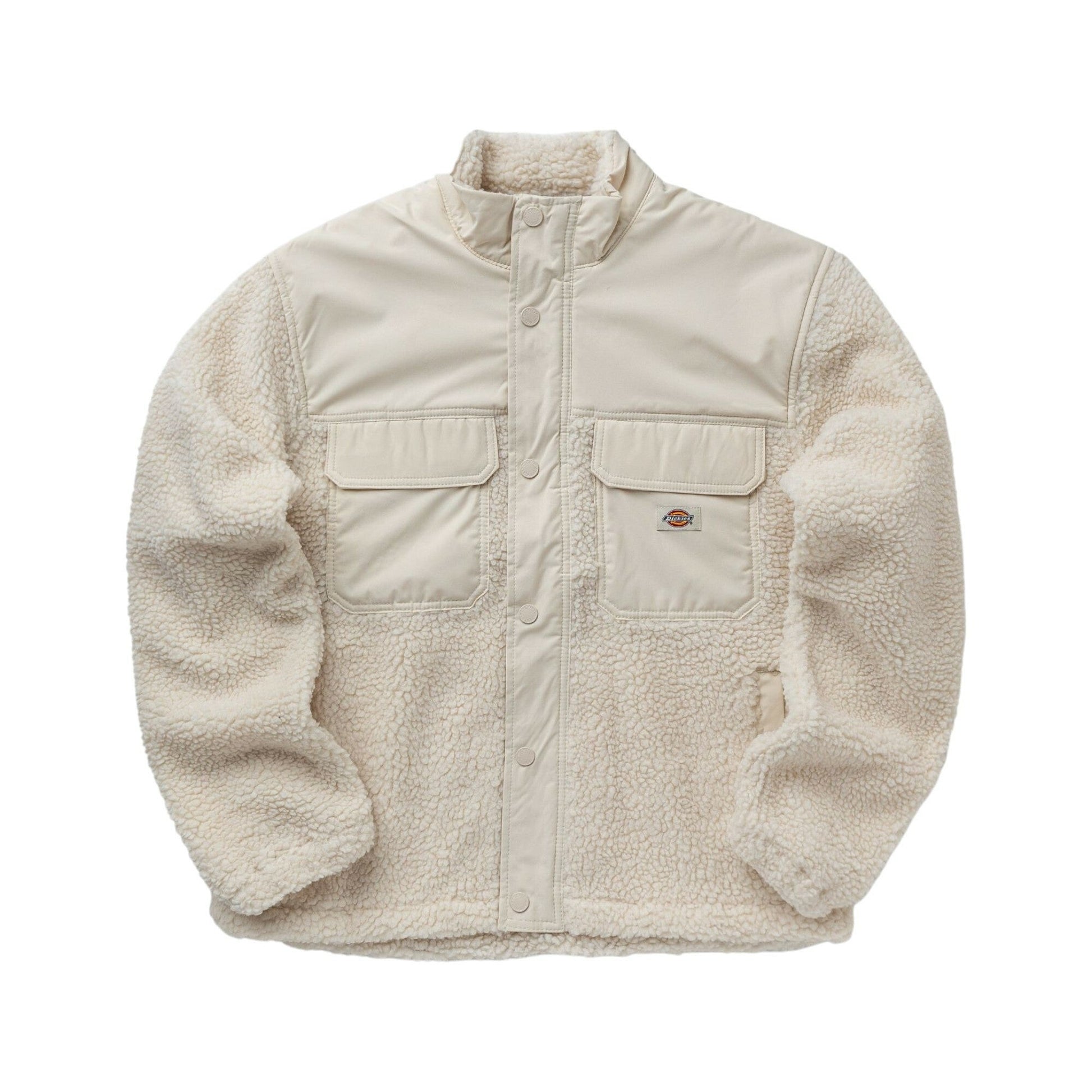 Dickies Pinesdale Men's Beige Fleece Jacket: Soft, Warm, Durable Utility Overshirt