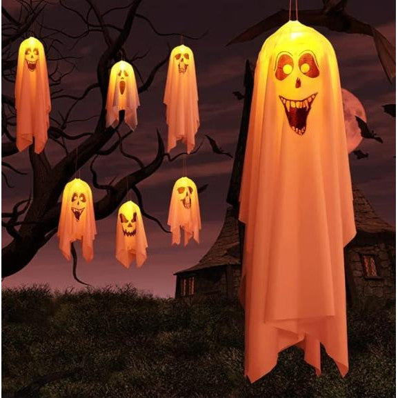 2Pcs Halloween Decorations Hanging Lights Ghost,Halloween with Led Light