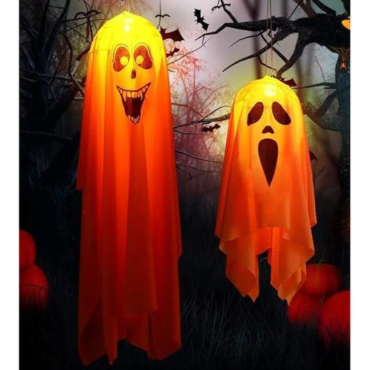 2Pcs Halloween Decorations Hanging Lights Ghost,Halloween with Led Light
