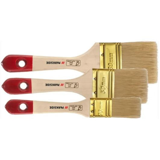 Parkside Paint Brush Set 3 Flat Brushes for Solvent Paints