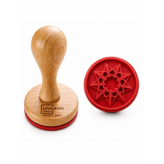 LIVARNO Home Wooden Cookie Stamp – Geometric Star Pattern