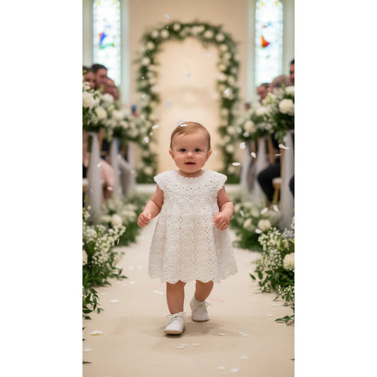 Handmade Crochet Baby Off-White Dress - Gomix Brands Outlet