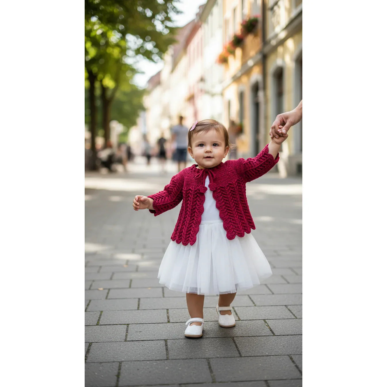 Handmade Crochet Baby dark fuchsia Cardigan with Tie Closure - Gomix Brands Outlet