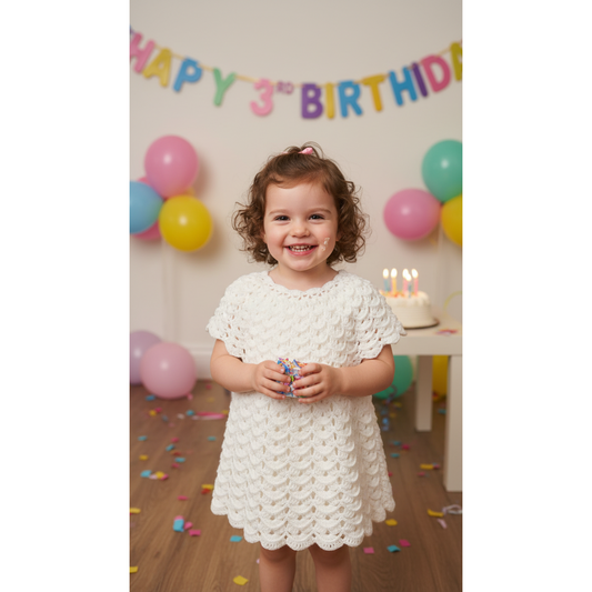 Hand-Crocheted Baby Dress – Off-White