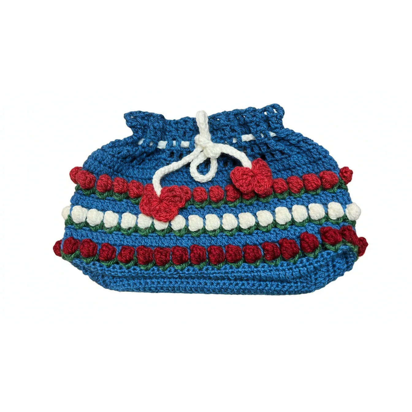 Handmade Crochet Tissue Box Cover – Blue Floral Stripe Design - Gomix Brands Outlet