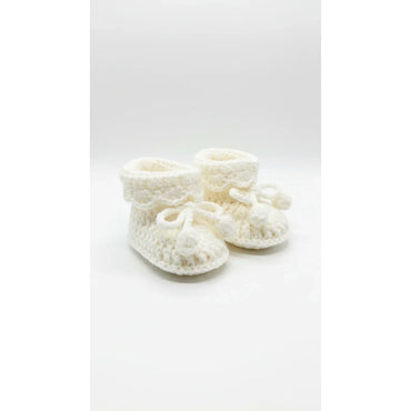 Handmade Crochet Baby Off-White Booties - Gomix Brands Outlet