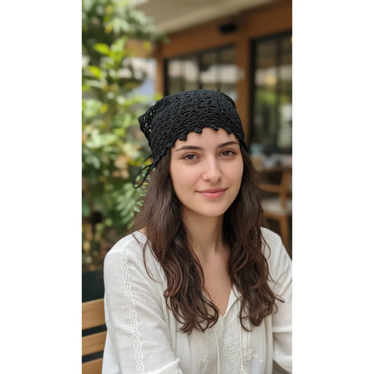 Hand-Crocheted Triangle Bandana – Black - Gomix Brands Outlet