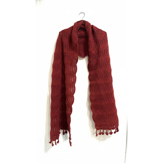 Handmade Crochet Scarf with Tassel Ends – Burgundy - Gomix Brands Outlet
