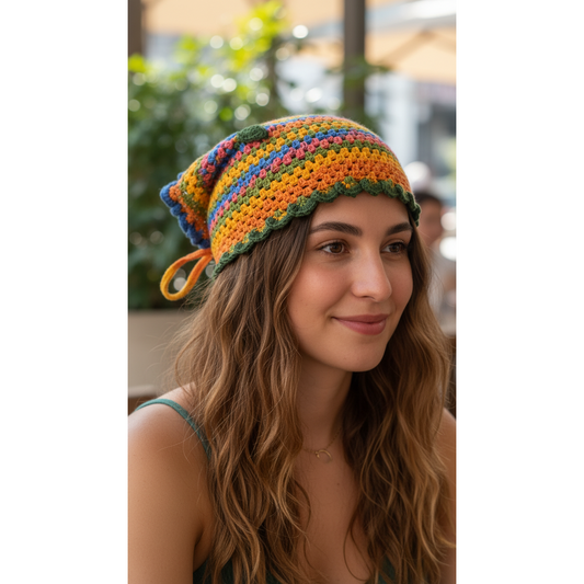 Hand-Crocheted Colorful Bandana - Multi-color - Gomix Brands Outlet