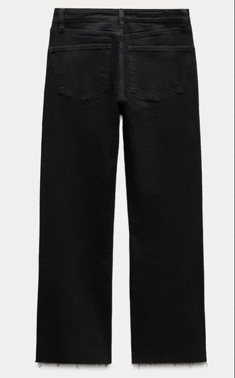 Zara Women's Black Cropped Flare Denim Jeans - Gomix Brands Outlet