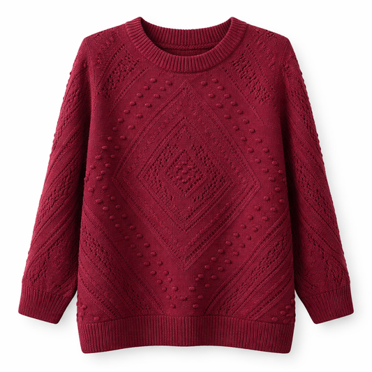 Maison 123 Textured Knit Sweater with Diamond Pattern