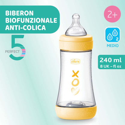 Chicco Perfect 5 Biofunctional Anti-Colic 240ml Bottle with Medium Flow Physio Teat