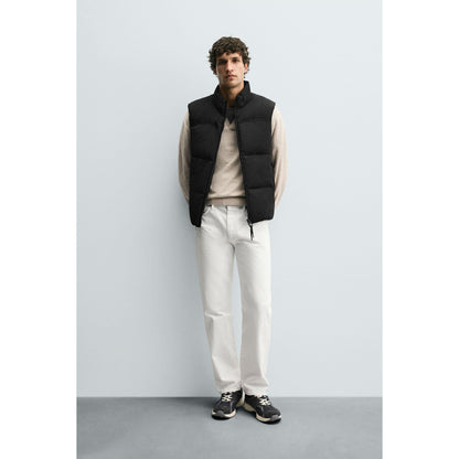 Men's Regular Fit Padded Gilet - Warm High-Neck Sleeveless Vest Jacket