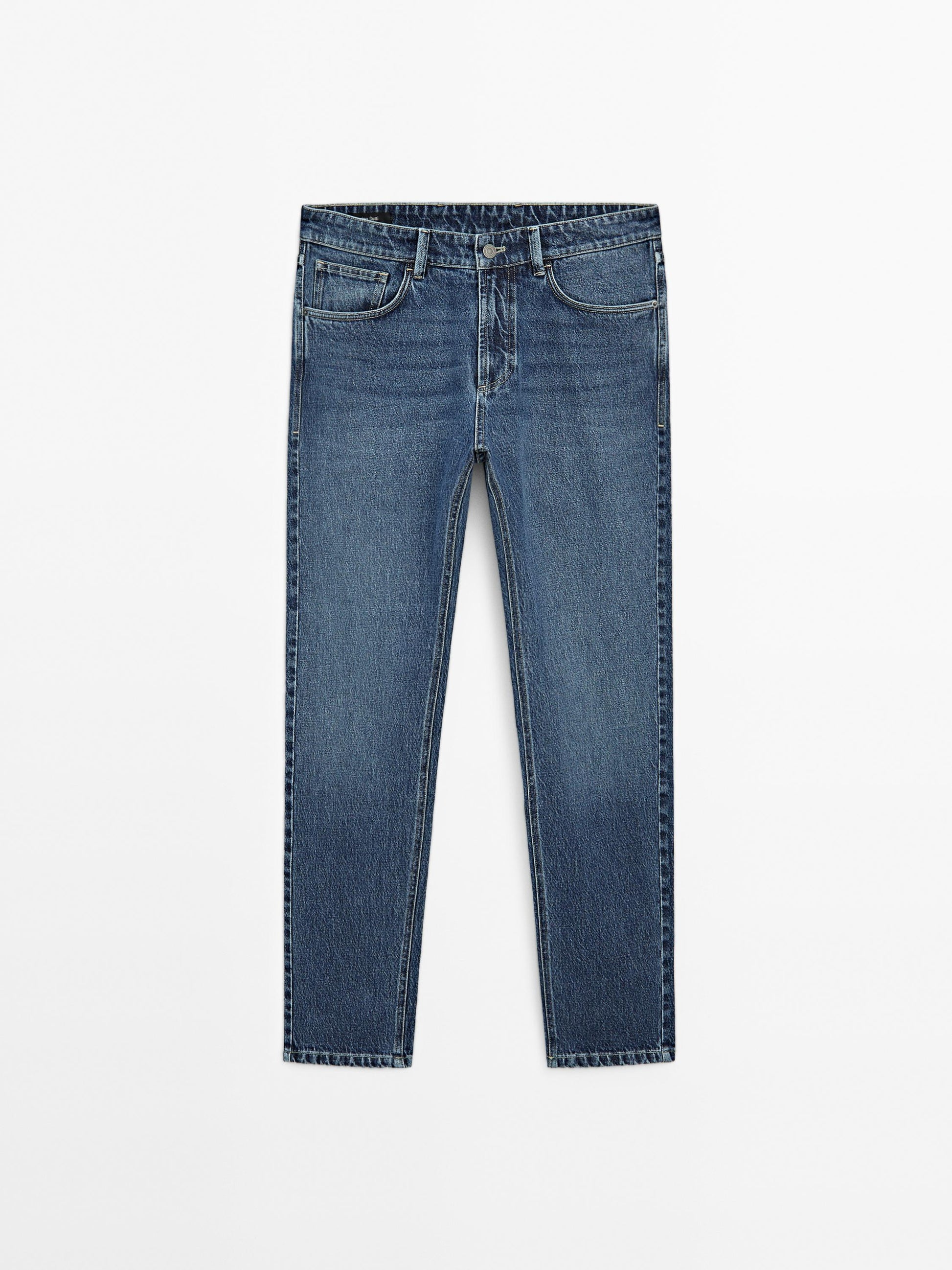 Men's Stylish Slim Fit Faded Wash Cotton Blend Jeans - Five-Pocket Design