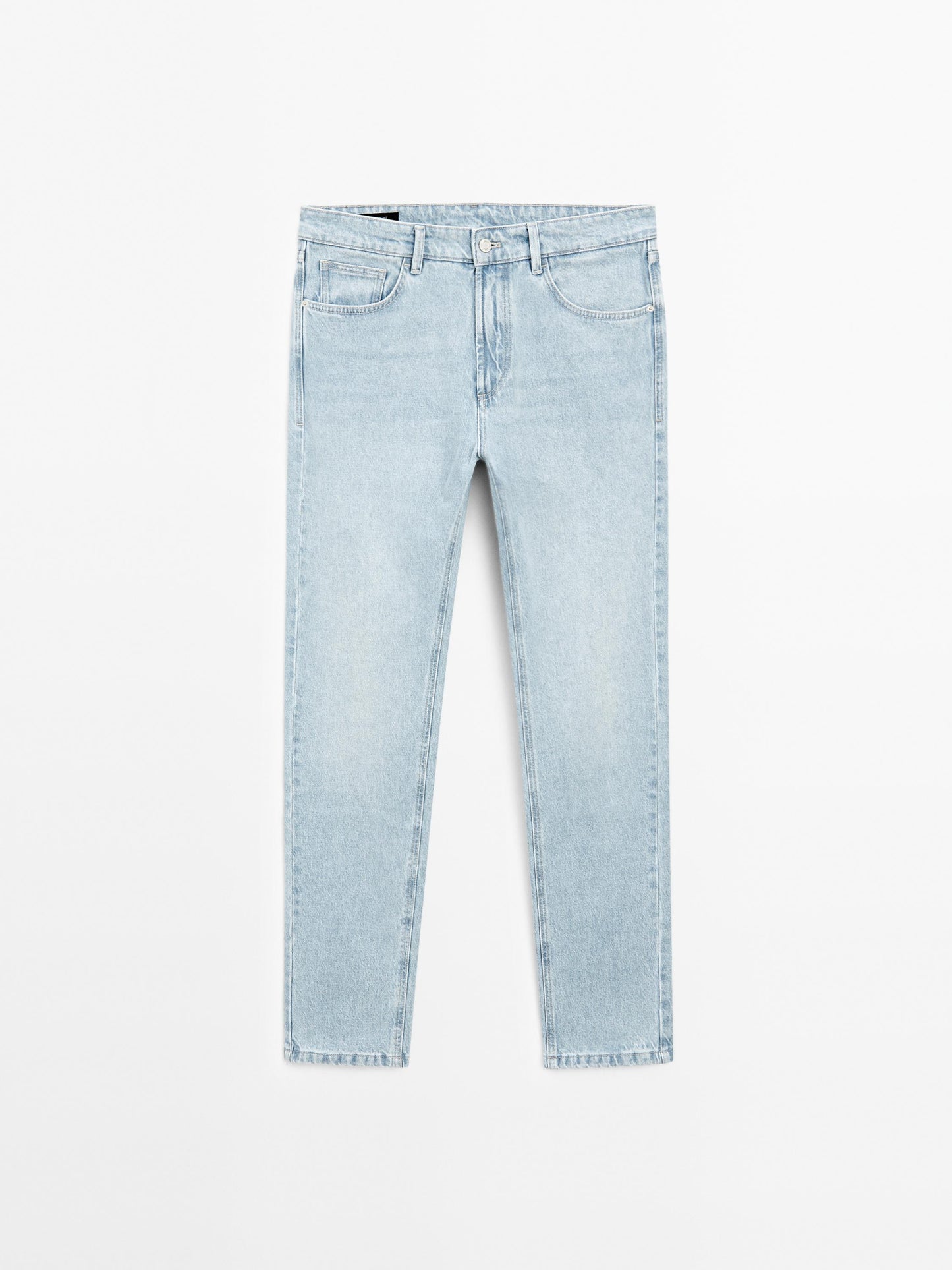 Men's Stylish Slim Fit Faded Wash Cotton Blend Jeans - Five-Pocket Design