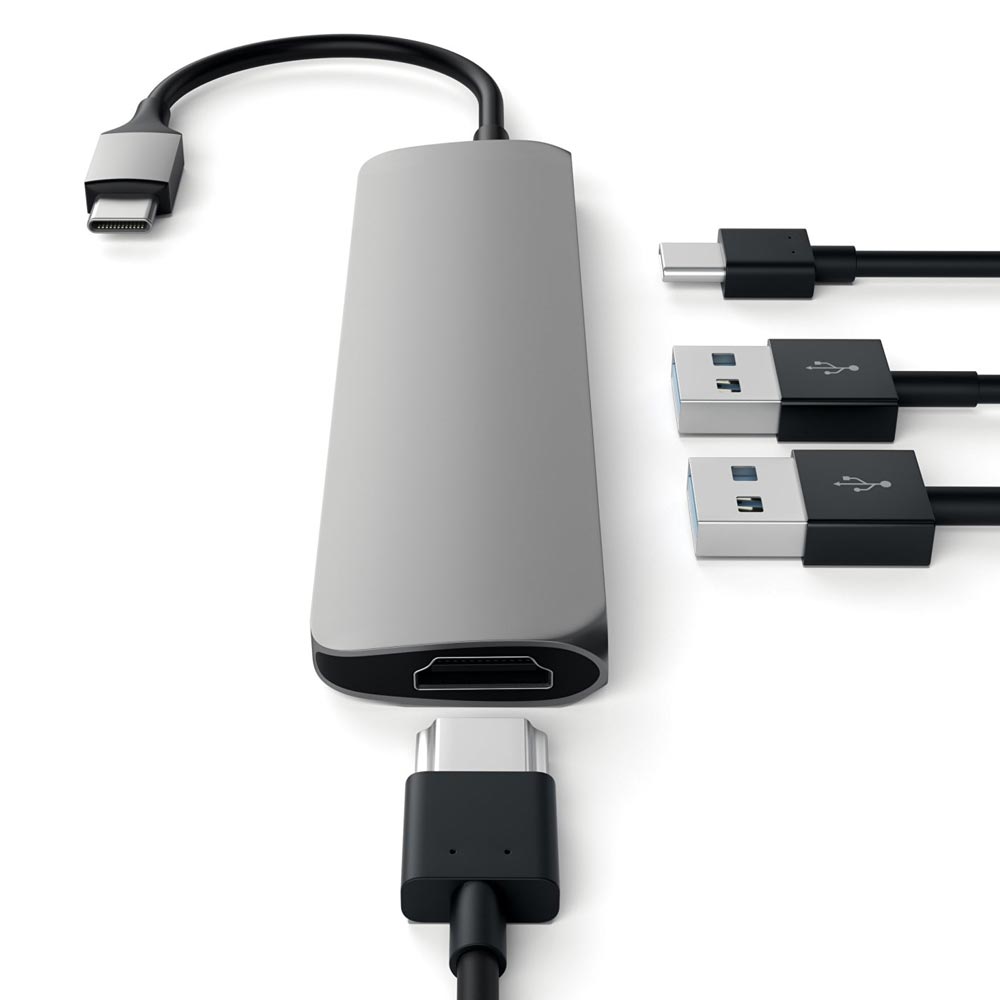 Satechi Slim Aluminum USB-C Multi-Port Adapter Space Gray