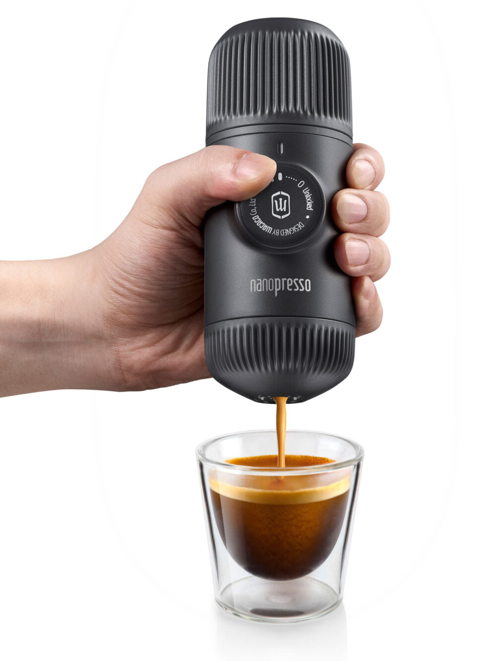 Wacaco Nanopresso Portable Espresso Maker for Ground Coffee & NS Capsules, High Pressure Travel Machine