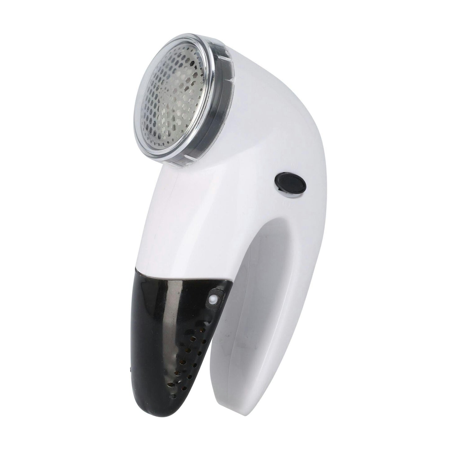 WellHome Compact ABS Lint Remover, Stainless Steel Cover, Battery-Powered, Black & White