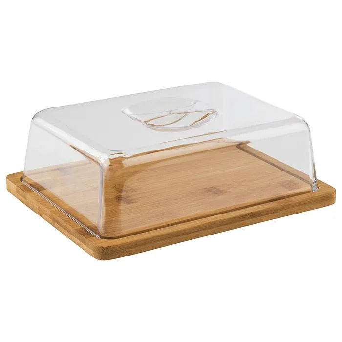 Bamboo Serving Tray with Clear Lid and Anti-Slip Feet - Gomix Brands Outlet