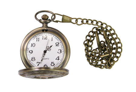 Elegant Antique Gold Quartz Pocket Watch with Chain - Historical Style Timepiece