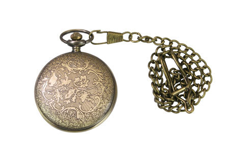 Elegant Antique Gold Quartz Pocket Watch with Chain - Historical Style Timepiece