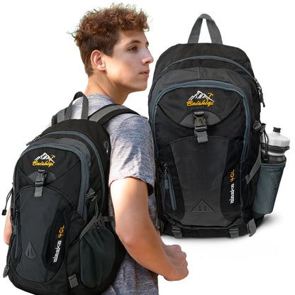 Allbag Waterproof 40L Black Hiking Backpack with Laptop Sleeve