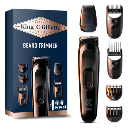 King C. Gillette Beard Trimmer with Lifetime Sharp Blades Brown