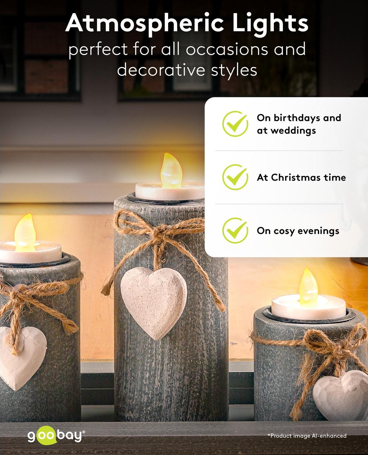 Goobay LED Tea Lights Set with Timer White