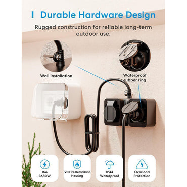 Meross MOP320HK Smart Outdoor Plug - Dual Wi-Fi Outlets, Weatherproof Control