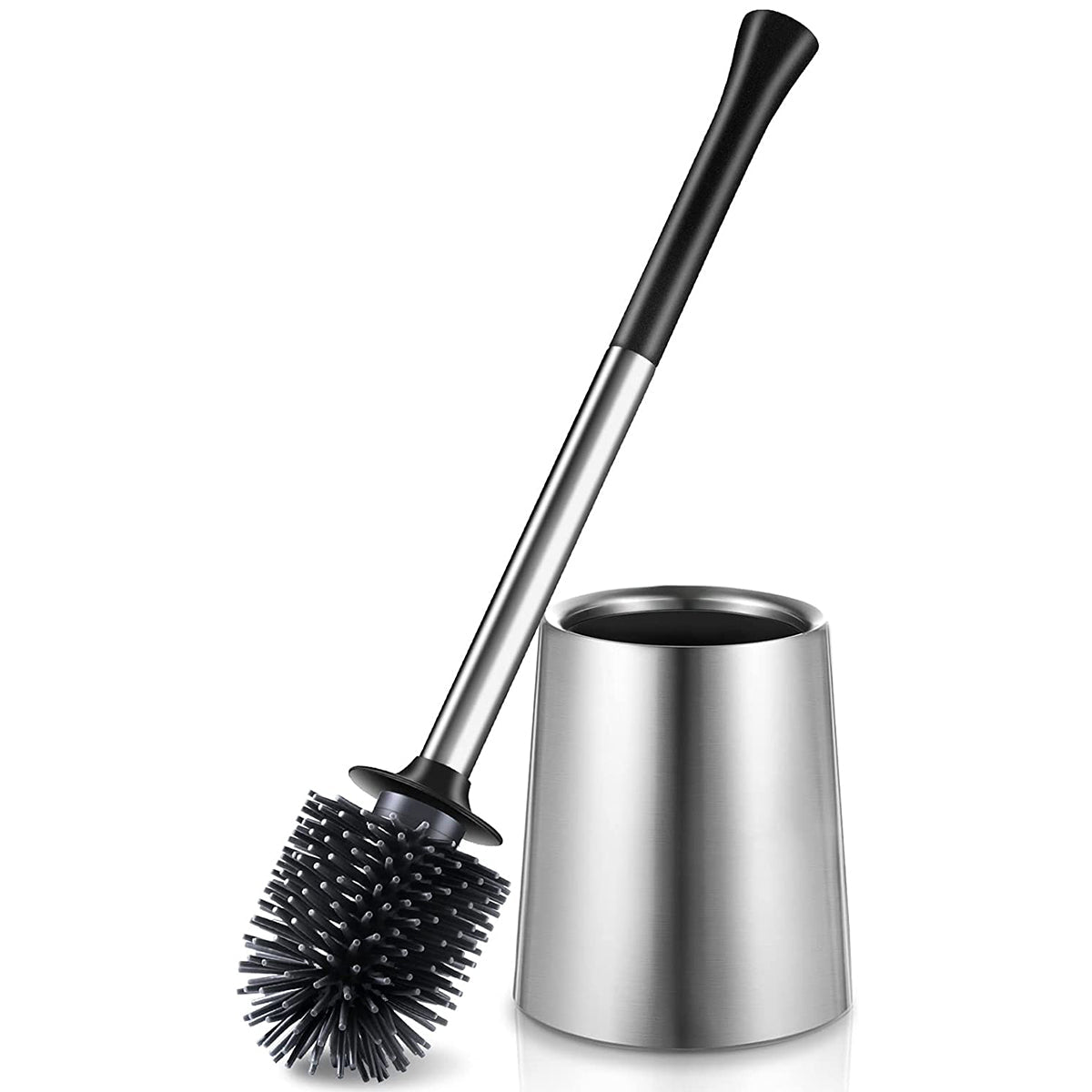 Premium Silicone Stainless Steel Toilet Bowl Brush Holder Set