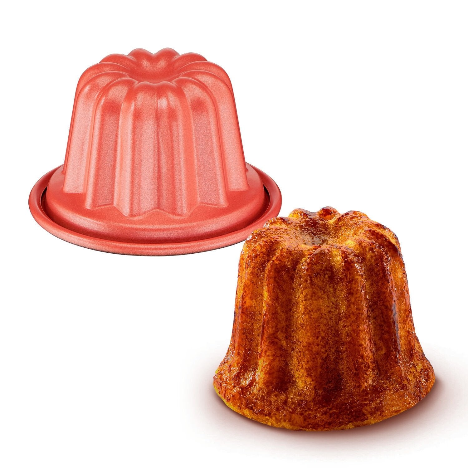 Tefal Creabake DIY Non-Stick Round Aluminum Cannelé Molds Set of 3 (2.9-inch)