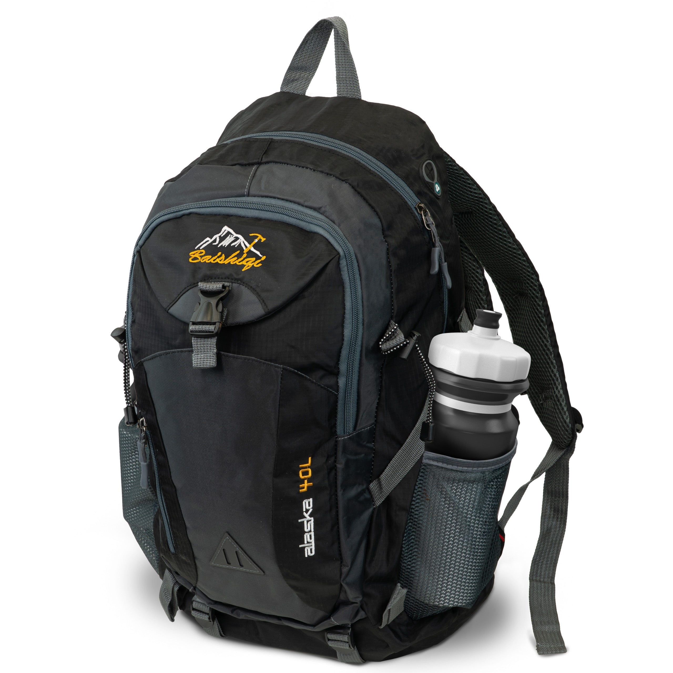 Allbag Waterproof 40L Black Hiking Backpack with Laptop Sleeve