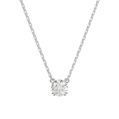 Swarovski Stilla Rhodium-Plated Crystal Pendant Necklace: Elegant Round Brilliant Cut