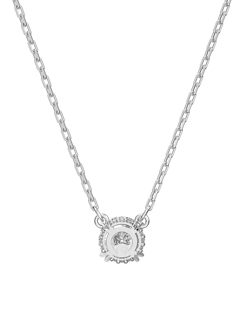 Swarovski Stilla Rhodium-Plated Crystal Pendant Necklace: Elegant Round Brilliant Cut
