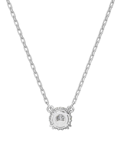 Swarovski Stilla Rhodium-Plated Crystal Pendant Necklace: Elegant Round Brilliant Cut