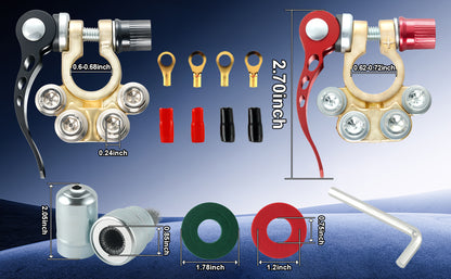 SINGARO 4-Way Quick Release Car Battery Terminal Connectors SAE/JIS A Type Gold-A
