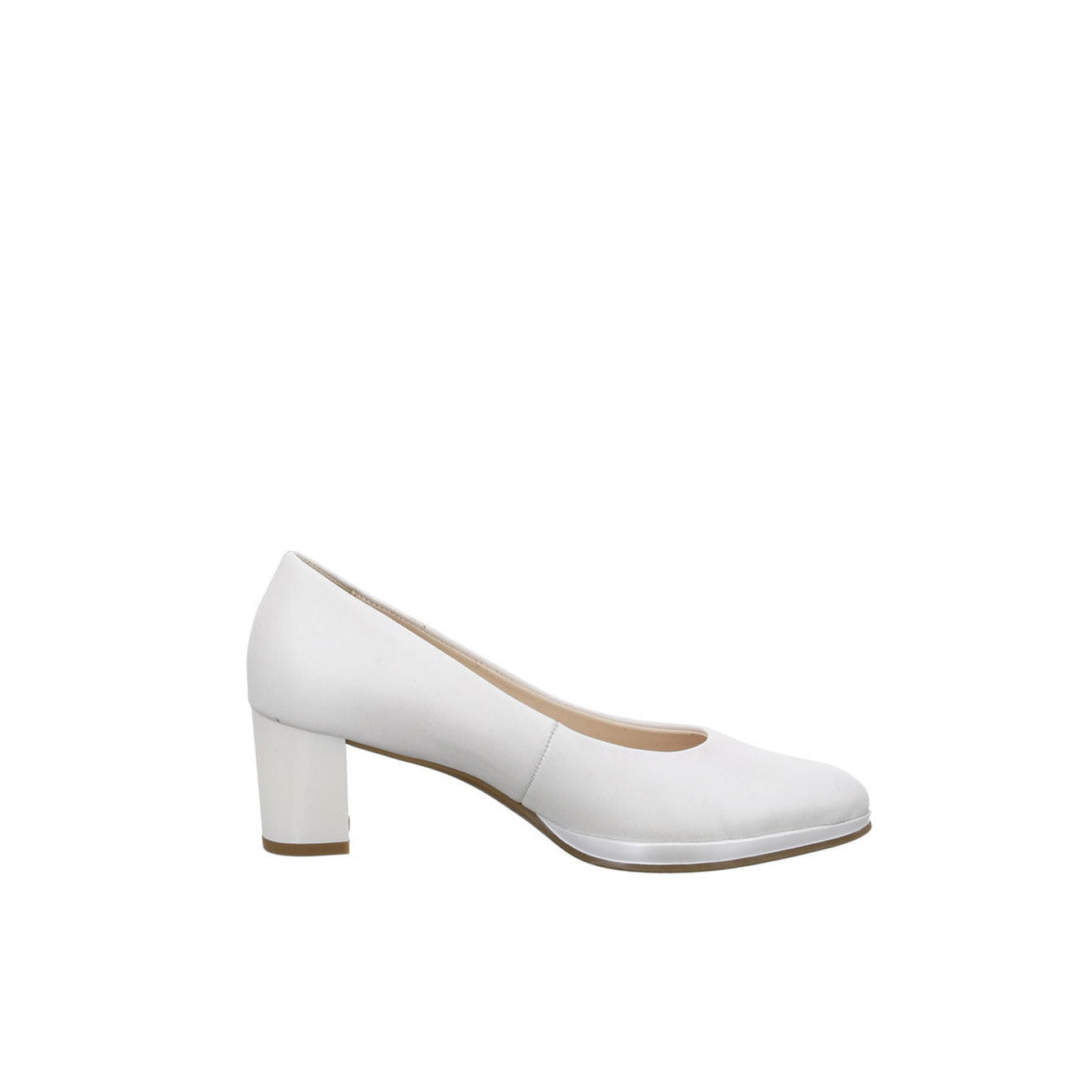 ara Women's Orly Offwhite Leather Court Shoes with HighSoft Comfort Heel