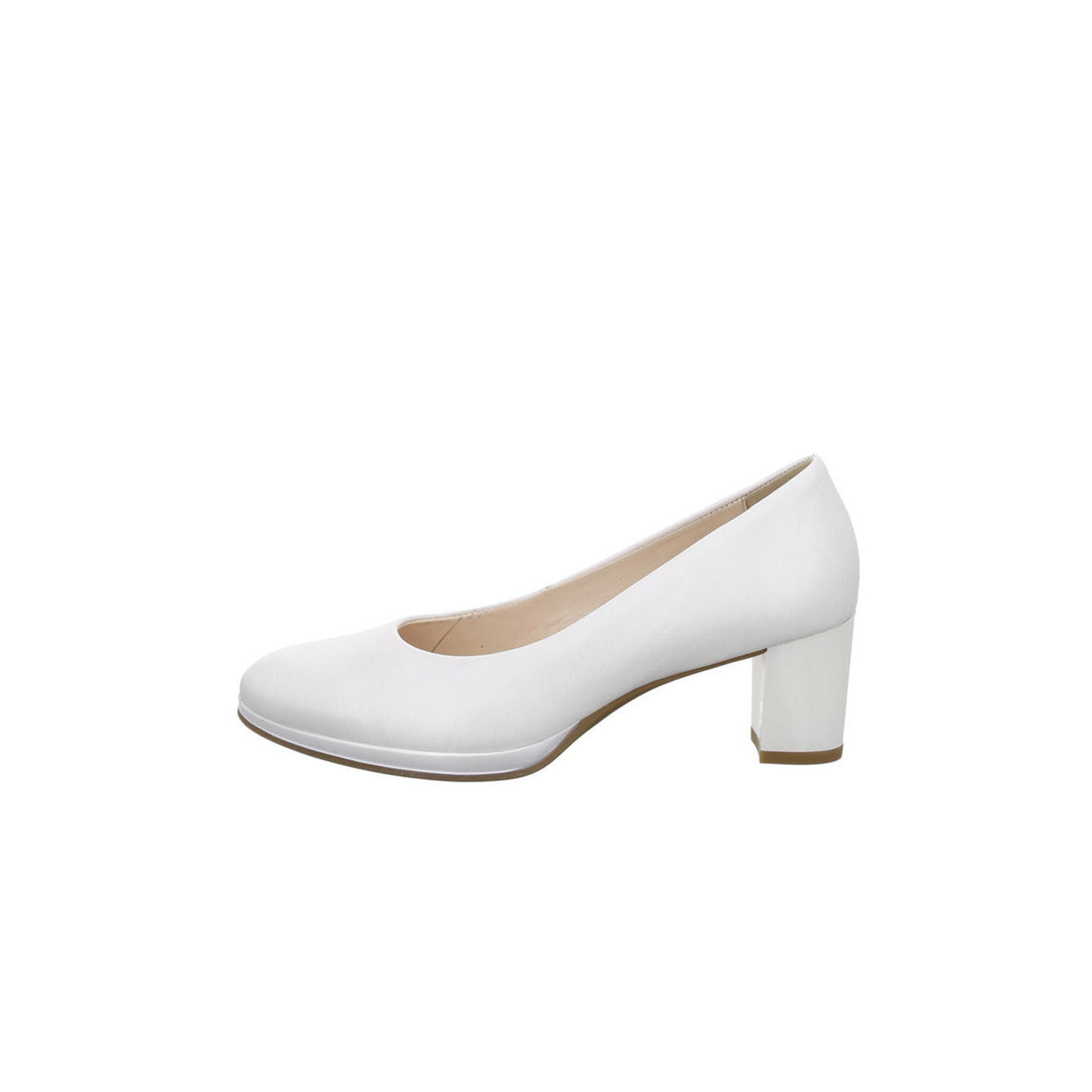 ara Women's Orly Offwhite Leather Court Shoes with HighSoft Comfort Heel