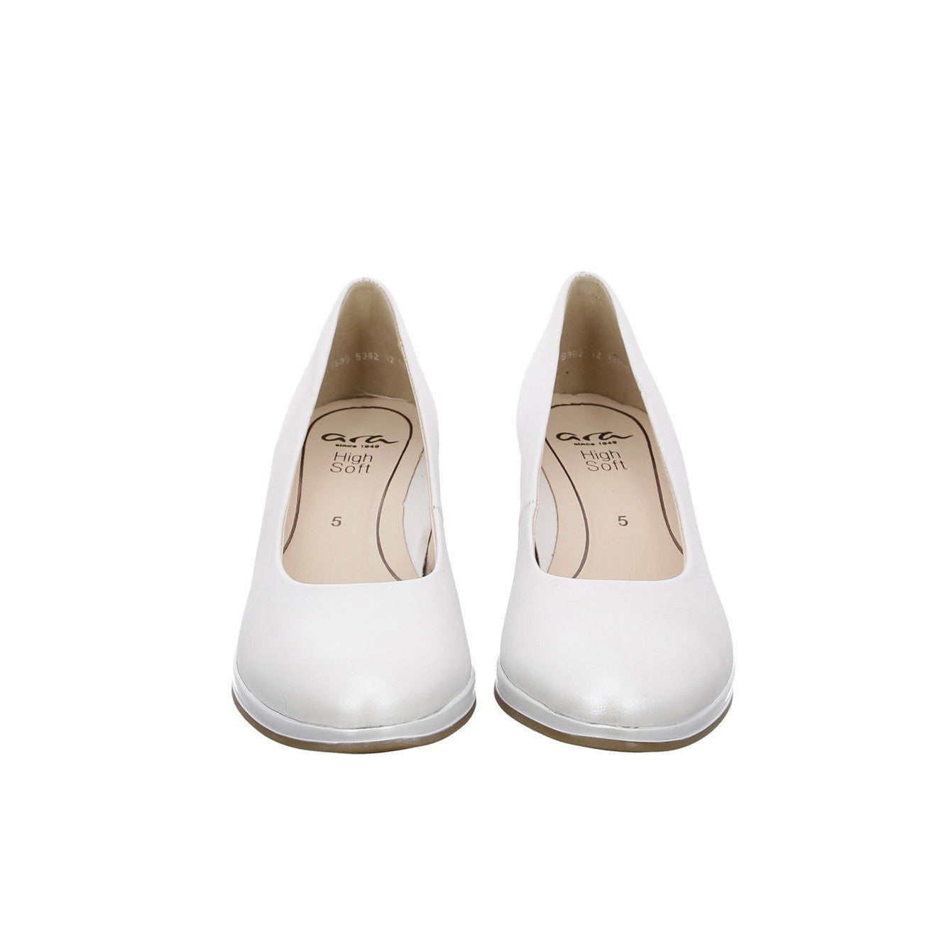 ara Women's Orly Offwhite Leather Court Shoes with HighSoft Comfort Heel