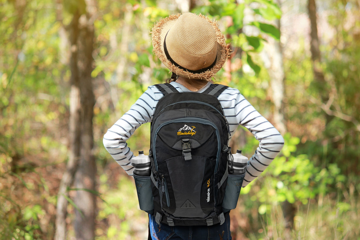 Allbag Waterproof 40L Black Hiking Backpack with Laptop Sleeve