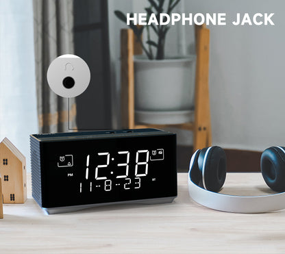 iTOMA 3501D Alarm Clock with DAB & FM Radio Bluetooth Speaker USB Charging Port Headphone Jack Dual Alarm Snooze Dimmable LCD Display