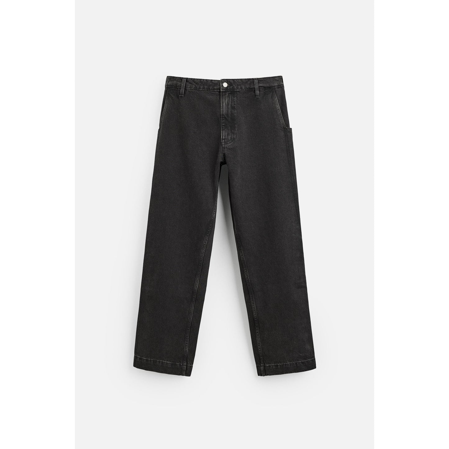 Men's Relaxed Fit Distressed Black Denim Jeans with Adjustable Hem