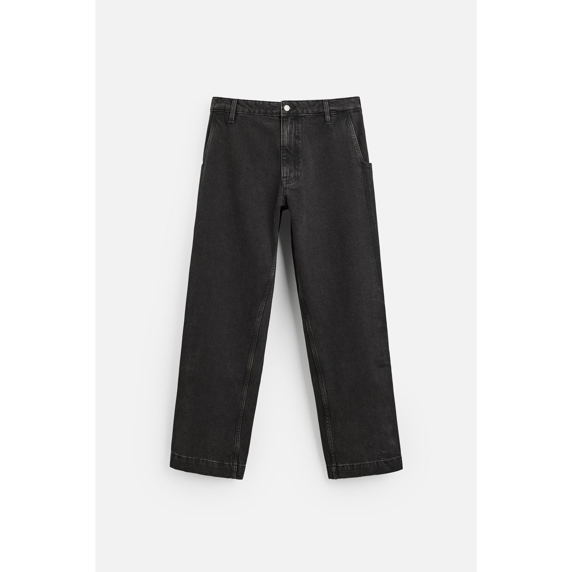 Men's Relaxed Fit Distressed Black Denim Jeans with Adjustable Hem