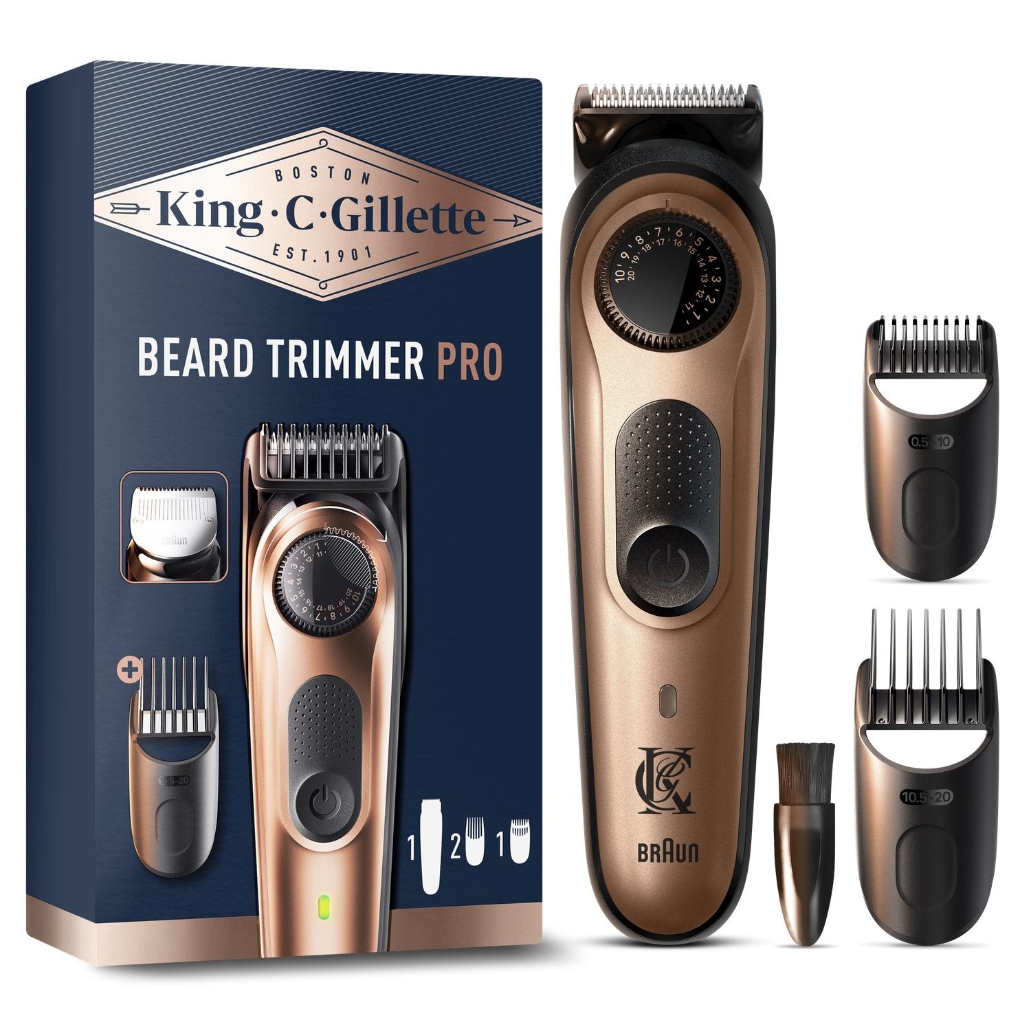 Gillette King C. PRO Beard Trimmer Kit 40 Length Settings Waterproof Cordless