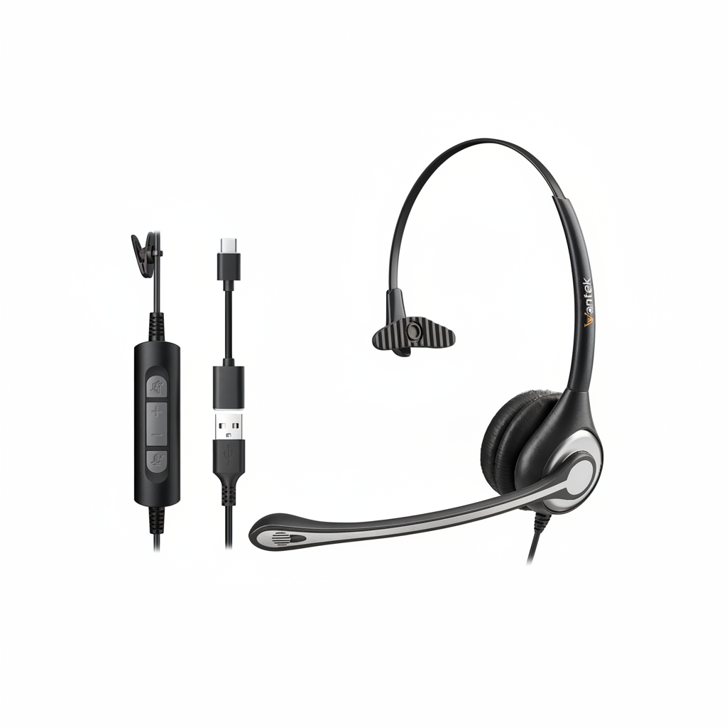 Wantek Wired On-Ear Headset with Noise-Cancelling Microphone