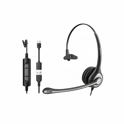 Wantek Wired On-Ear Headset with Noise-Cancelling Microphone