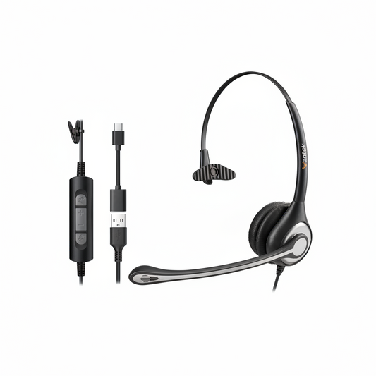Wantek Wired On-Ear Headset with Noise-Cancelling Microphone